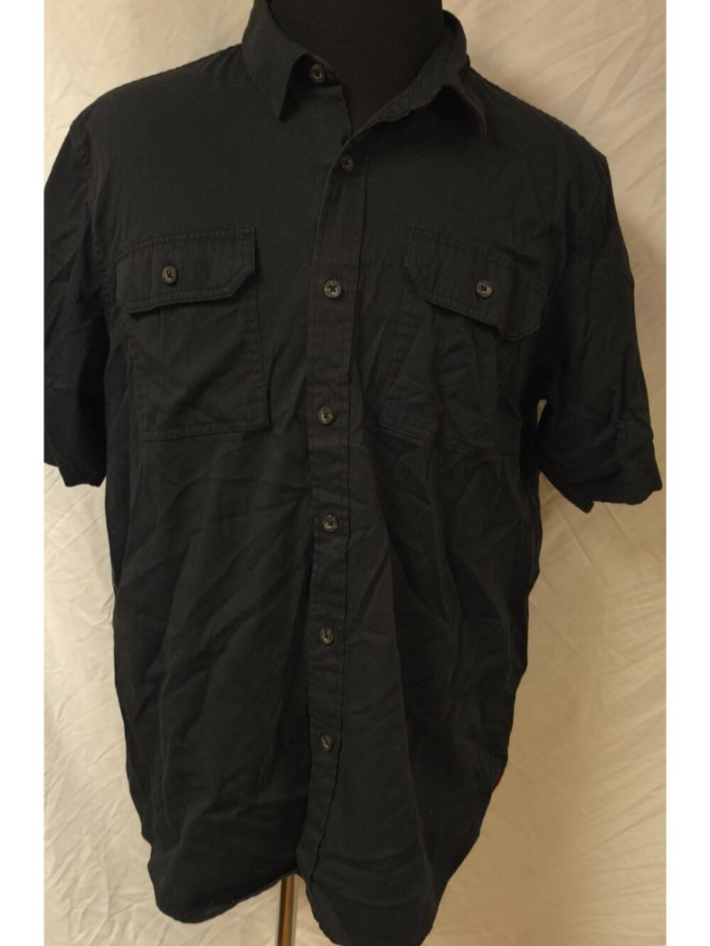 Wrangler Est 1947 Mens Large Black Button Up Short Sleeve Western Cowboy Shirt